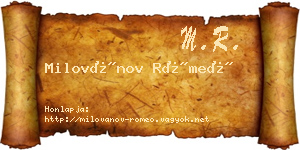 Milovánov Rómeó névjegykártya